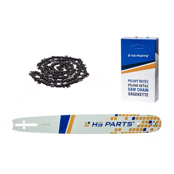 HS PARTS vodiaca lišta 18" (45 cm) .325" .058" (1,5 mm) + pílová reťaz 72 článkov hranatý zub pre Husqvarna 36 55 136 154 257 262 346 357 435 445 460 Jonsered 2054 2152 2155 Dolmar 109 111 112 116 Solo 639 651 665