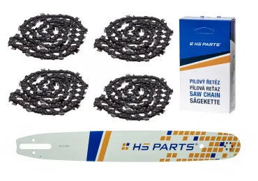 HS PARTS vodiaca lišta 18" (45 cm) .325" .063" (1,6 mm) + 4 x pílová reťaz 74 článkov hranatý zub pre Stihl 024 026 028 029 030 031 032 039 MS240 MS260 MS261 MS270 MS271 MS280 MS290 MS291 MS310 MS390