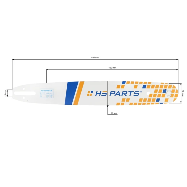HS PARTS Vodiaca lišta 18" (45 cm) .325" .063" (1,6 mm) pre Stihl 024 026 028 029 030 031 032 039 MS240 MS260 MS261 MS270 MS271 MS280 MS290 MS291 MS310 MS390