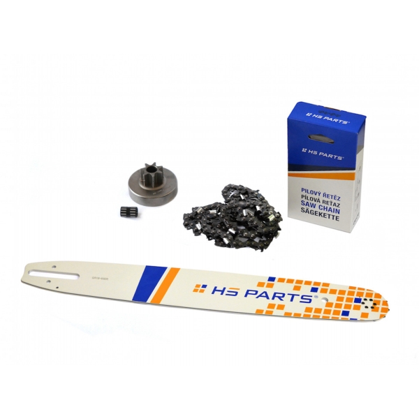 HS PARTS Vodiaca lišta 18" (45 cm) + pílová reťaz 3/8" .063" (1,6 mm) 66 článkov hranatý zub + reťazovka pre Stihl MS380 038