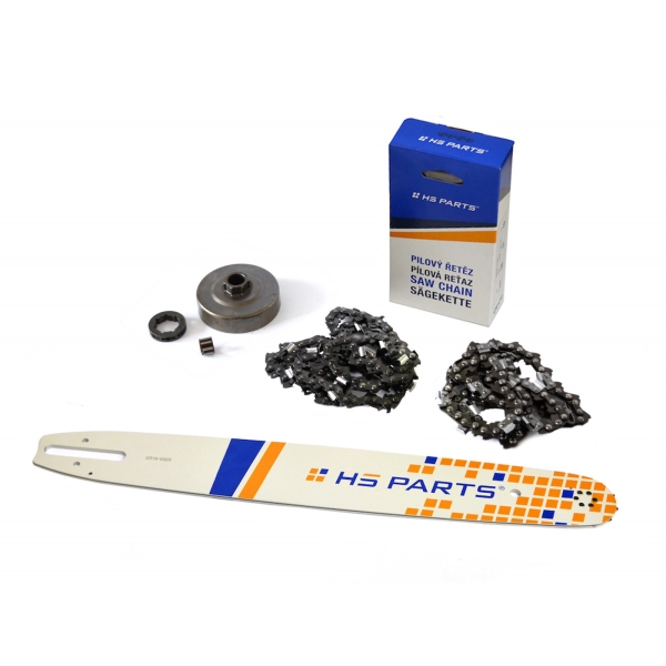 HS PARTS vodiaca lišta 18" (45cm) + 2 x pílová reťaz 3/8" .063" (1,6 mm) 66 článkov hranatý zub + reťazovka pre Stihl MS360