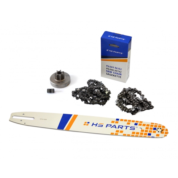 HS PARTS Vodiaca lišta 18" (45cm) 3/8" .063" (1,6mm) + 2 x pílová reťaz 66 článkov hranatý zub + reťazovka pre Stihl MS380