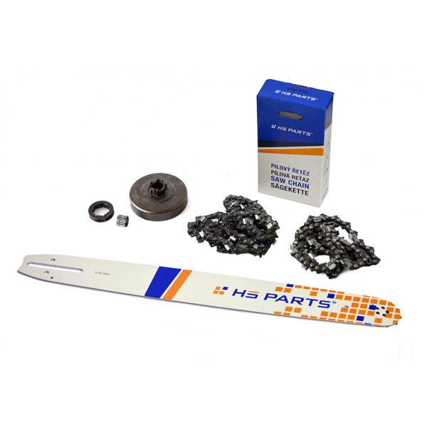 HS PARTS vodiaca lišta 20" (50 cm) + 2 x pílová reťaz 3/8" .058" (1,5 mm) 72 článkov hranatý zub + reťazovka Husqvarna 268 272XP