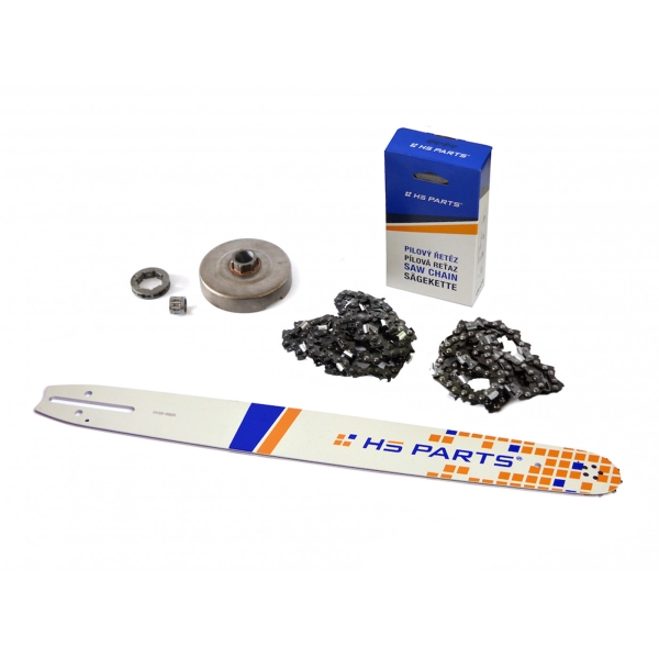 HS PARTS vodiaca lišta 20" (50 cm) + 2 x pílová reťaz 3/8" .058" (1,5 mm) 72 článkov hranatý zub + reťazovka Husqvarna 362 365 365H 365 X-Torq 371 372XP 372 X-Torq
