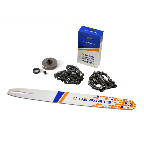 HS PARTS vodiaca lišta 20" (50 cm) + 2 x pílová reťaz 3/8" .063" (1,6 mm) 72 článkov hranatý zub + reťazovka pre Stihl 044 046 MS341 MS361 MS440 MS460 MS461