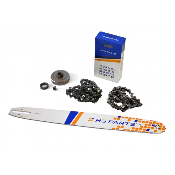 HS PARTS vodiaca lišta 20" (50 cm) + 2 x pílová reťaz 3/8" .063" (1,6 mm) 72 článkov hranatý zub + reťazovka pre Stihl MS361