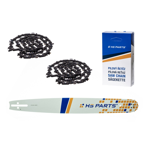 HS PARTS vodiaca lišta 20" (50 cm) 3/8" .050" (1,3 mm) + 2 x pílová reťaz 72 článkov hranatý zub pre Husqvarna 246 254 262 345 357 455 460 555 560 Jonsered 2054 CS2260 Dolmar 111 112 115 PS540 Solo 613 614 650 Oleomac 162 956 962