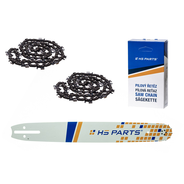 HS PARTS vodiaca lišta 20" (50 cm) 3/8" .058" (1,5 mm) + 2 x pílová reťaz na pozdĺžne rezanie 72 článku guľatý zub pre výrobu fošní a dosiek vhodné Husqvarna 266 268 362 365 371 372XP 395 576XP