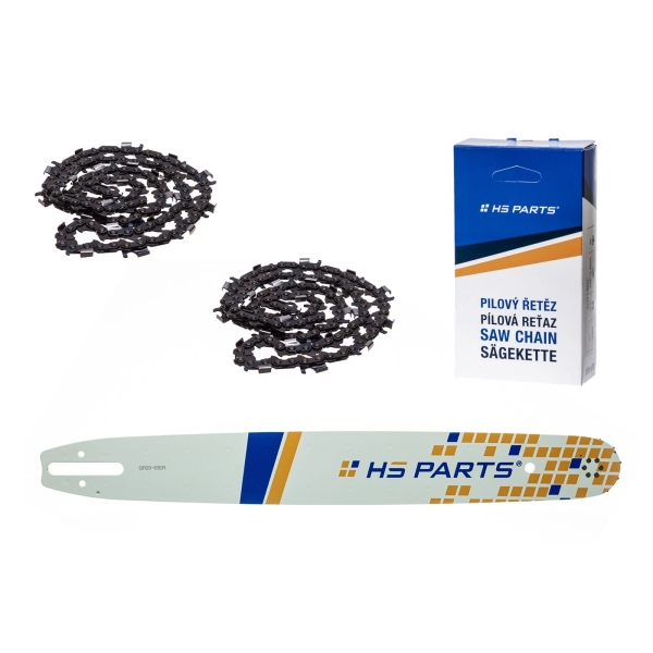 HS PARTS vodiaca lišta 20" (50 cm) 3/8" .063" (1,6 mm) + 2 x pílová reťaz na pozdĺžne rezanie 72 článku guľatý zub