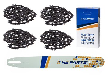 HS PARTS vodiaca lišta 20" (50 cm) 3/8" .063" (1,6 mm) + 4 x pílová reťaz 72 článkov hranatý zub pre Stihl Stihl 029 031 032 034 042 036 044 056 066 MS290 MS310 MS360 MS361 MS362 MS391 MS440 MS441 MS462 MS460 MS640 MS650 MS660 MS500i