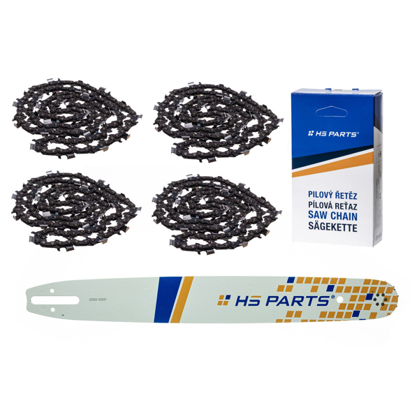 HS PARTS vodiaca lišta 20" (50 cm) 3/8" .063" (1,6 mm) + 4 x pílová reťaz 72 článkov hranatý zub pre Stihl Stihl 029 031 032 034 042 036 044 056 066 MS290 MS310 MS360 MS361 MS362 MS391 MS440 MS441 MS462 MS460 MS640 MS650 MS660 MS500i