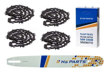 HS PARTS vodiaca lišta 20" (50 cm) 3/8" .063" (1,6 mm) + 4 x reťaz na pozdĺžne rezanie 72 článku pre Stihl 041 042 036 044 048 066 MS290 MS310 MS360 MS361 MS362 MS391 MS440 MS441 MS462 MS460 MS640 MS650 MS660 MS500i