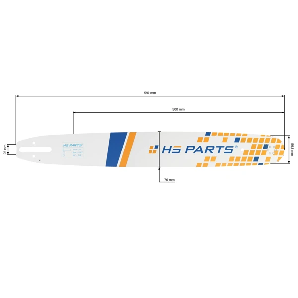 HS PARTS Vodiaca lišta 20" (50 cm) 3/8" .063" (1,6 mm) 72 článkov pre Stihl 029 031 032 034 042 036 044 056 066 MS290 MS310 MS360 MS361 MS362 MS391 MS440 MS441 MS462 MS460 MS640 MS650 MS660 MS500i