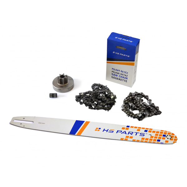 HS PARTS vodiaca lišta 20" (50cm) 3/8" .063" (1,6mm) + 2 x pílová reťaz 72 článkov hranatý zub + reťazovka pre Stihl MS380