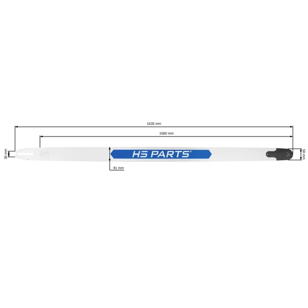 HS PARTS vodiaca lišta 62" (158 cm) .404" .063" (1,6 mm) 169 čl. pre Stihl 050 051 070 075 076 084 088 090 MS880 MS881