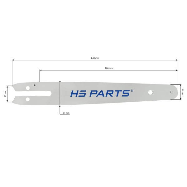 HS PARTS vodiaca lišta 8" (20 cm) 1/4" .043" (1,1 mm) pre akumulátorové ručné píly