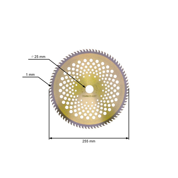 Karbidový nôž pre krovinorezy 80 zubý rozmer 255 mm x 25,4 mm