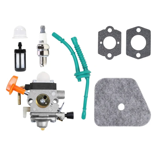 Karburátor pre krovinorezy Stihl FS87 FS87R FS100 FS100R FS100RX FS110 FS110R FS110X FS110RX FS90 FS90R KM100R KM110R HT100 HT101 akčný set 8 dielov (OEM Zama C1Q-S 41801200611)