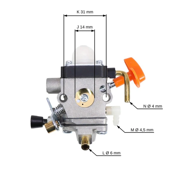 Karburátor pre krovinorezy Stihl FS87 FS87R FS100 FS100R FS100RX FS110 FS110R FS110X FS110RX FS90 FS90R KM100R KM110R HT100 HT101 akčný set 8 dielov (OEM Zama C1Q-S 41801200611)
