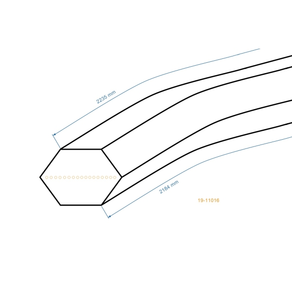 Klinový remeň 2184 mm x 2235 mm x 12,5 mm pre záhradné traktory Alpina Castel Garden Dolmar Iseki Sabo Solo Stiga (OEM 35061508/0 664.065.701 350657010)