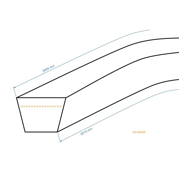 Klinový remeň 2819 mm x 2869 mm x 13 mm pre záhradné traktory Husqvarna Partner Jonsered Poulan McCulloch Craftsman (OEM 532441834 583560610 170140)