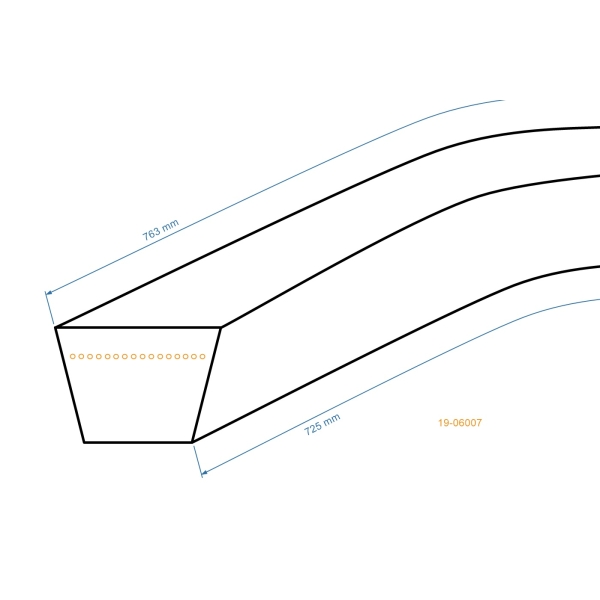Klinový remeň 725 mm x 763 mm x 10 mm pre motorové kosačky, vertikutátory a iné záhradné zariadenia