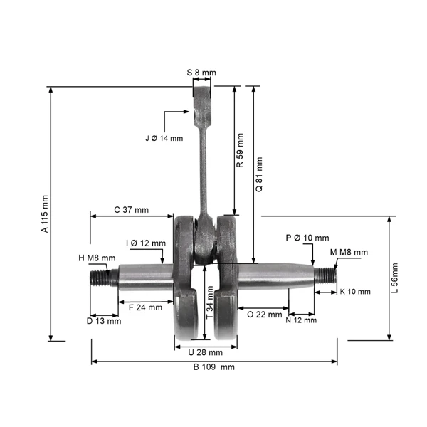 Kľukový hriadeľ pre krovinorezy Husqvarna 143R II 236R 443RB 532RBS 542RBS 143AE15 (OEM 505297501 585153001 521325201)
