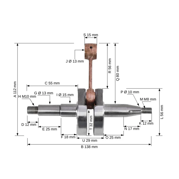 Kľukový hriadeľ pre motorové píly Husqvarna 340 345 350 Jonsered 2141 2145 2150 CS2141 CS2145 CS2150 (OEM 503858071)