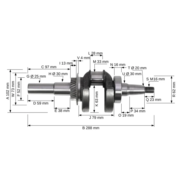 Kľukový hriadeľ pre motory Honda GX240 GX270 Zongshen 177F (OEM 13310ZH9000 13310ZH9010)