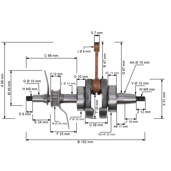 Kľukový hriadeľ pre motory Honda GX35 GX35NT HHT35S UMC435A (OEM 13310Z3F000 13101Z0Z000)