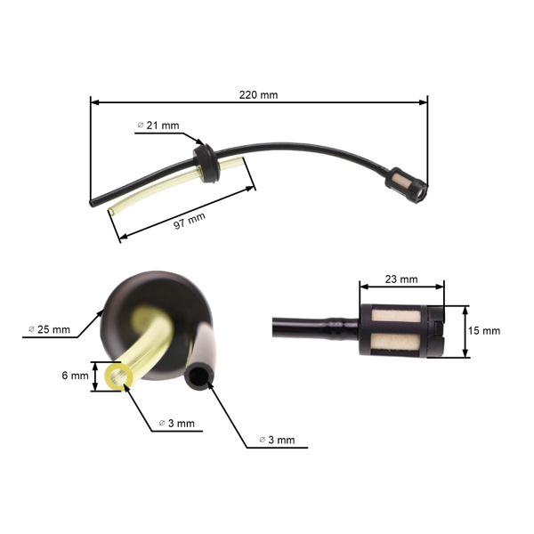 Kompletná priechodka palivovej nádrže pre čínske krovinorezy a z hobbymarketov