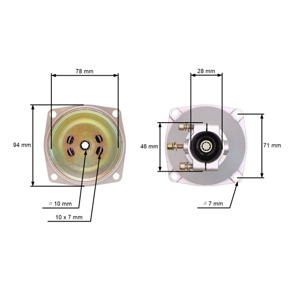Kompletná príruba so spojkovým bubnom pre činské krovinorezy a krovinorezy z hobbymarketov s priemerom rúrky 28 mm a 9-zubovým hriadeľom