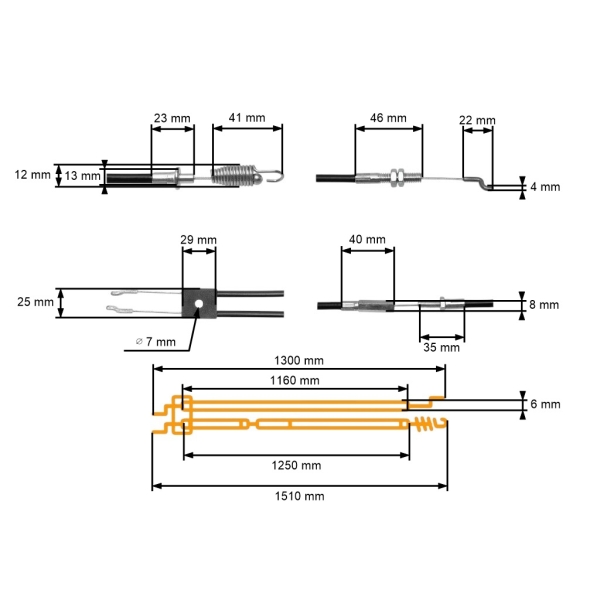 Kompletná sada laniek na zapnutie/vypnutie motora pre čínske a hobby kosačky HORTMASZ (OEM JL50Z0113)