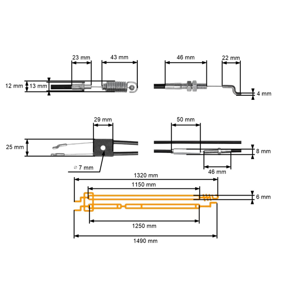 Kompletná sada laniek na zapnutie/vypnutie motora pre čínske kosačky a kosačky NAC Hobby Shop (OEM JL56Z-C3)