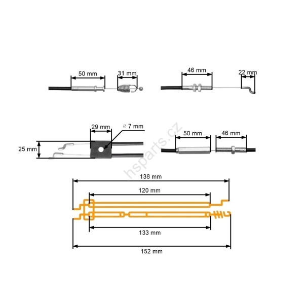 Kompletná sada laniek pohonu kolies pre zapnutie/vypnutie motora pre čínske kosačky a motorové kosačky od WORLD hobbymarkets