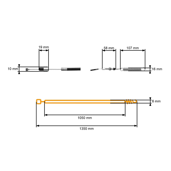Kompletné lanko na ovládanie spojky a žacích nožov Castel Garden Honda Stiga spojka a ovládací kábel kosačky kompletný (OEM 182004606/1 1136-1165-01 82004606)