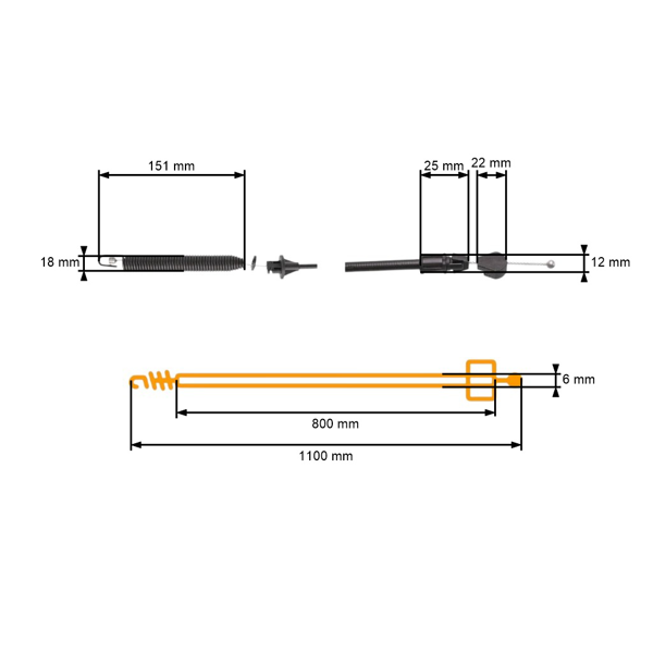 Kompletné lanko na ovládanie spojky a žacieho noža záhradných traktorov Husqvarna Partner McCulloch Poulan Jonsered (OEM 532181555 181555)