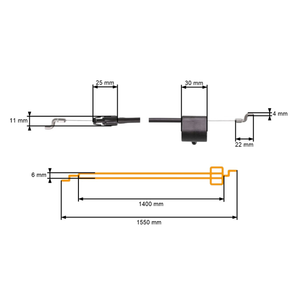 Kompletné lanko na zapnutie/vypnutie motora pre kosačky Husqvarna Partner Electrolux Craftsman McCulloch Poulan Jonsered (OEM 532183567 532182755)