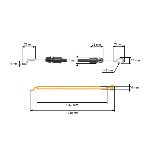 Kompletné lanko na zapnutie/vypnutie motora pre záhradné kosačky Castel (OEM 181000631/0 81000631/0 81000631)
