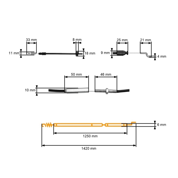 Kompletné lanko pohonu kolies pre Alpina Stiga Castel Garden Mountfield (OEM 81030082/0 381030082/0)