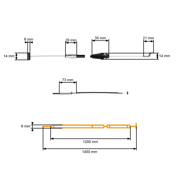 Kompletné lanko pohonu kolies pre čínske kosačky a motorové kosačky Castorama Macallister od HobbyMarkets