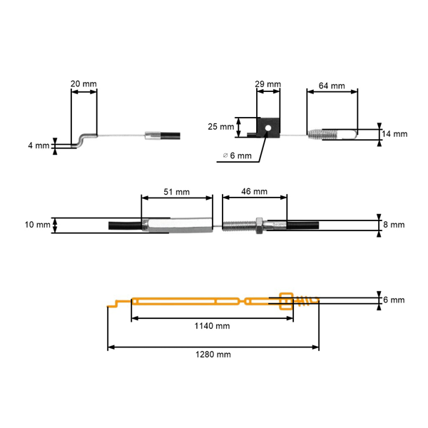 Kompletné lanko pohonu kolies pre čínske kosačky NAC a kosačky Hobbymarket (OEM WR65405D1 WR6548 WR654805)