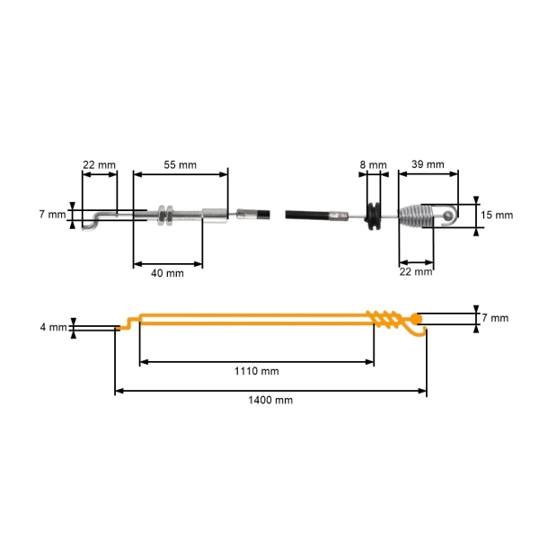 Kompletné lanko pohonu kolies pre kosačky Castel Garden Stiga Mountfield Alpina Honda (OEM 381001143/0 81001143/0 81001143 1136-0722-01)