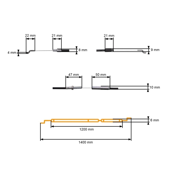 Kompletné lanko pohonu kolies pre záhradné kosačky AL-KO Alko (OEM 450756 450296 527717 546061)