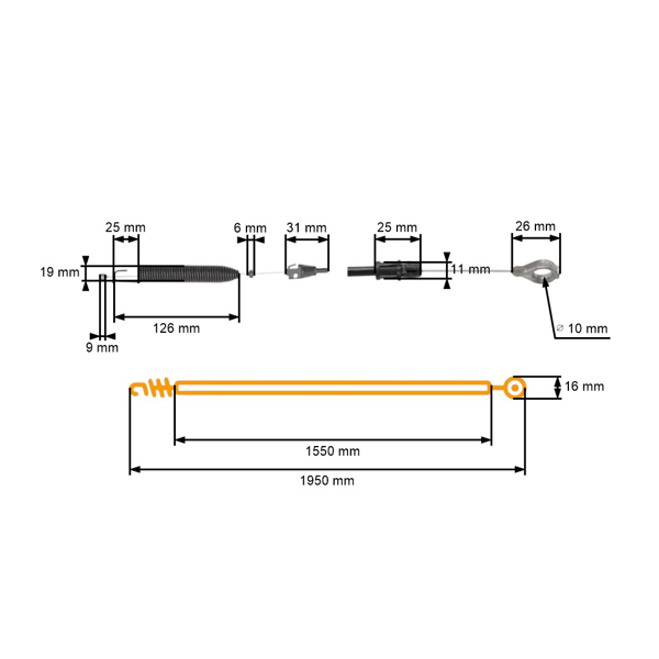 Kompletné lanko pre ovládanie spojky a žacieho noža záhradných traktorov Husqvarna Partner McCulloch Poulan Jonsered (OEM 532447666 583591701)