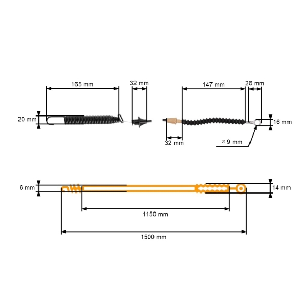 Kompletné lanko pre ovládanie spojky a žacieho noža záhradných traktorov MTD Gutbrod Wolf Garen Yard Machines Cub Cadet (OEM 746-05140 746-04173D 746-04173E)