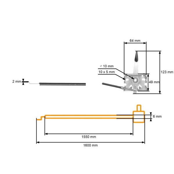 Kompletné univerzálne plynové lanko s oceľovým vodičom pre záhradné kosačky a traktory 1600 mm x 1550 mm