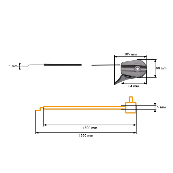 Kompletné univerzálne plynové lanko s plastovým ovládačom pre záhradné kosačky, rozmer 1920 mm x 1800 mm