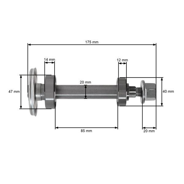 Kompletný hriadeľ mandrely 175 mm pre záhradné traktory Husqvarna McCulloch Jonsered (OEM 580854701 587126105 580856001)