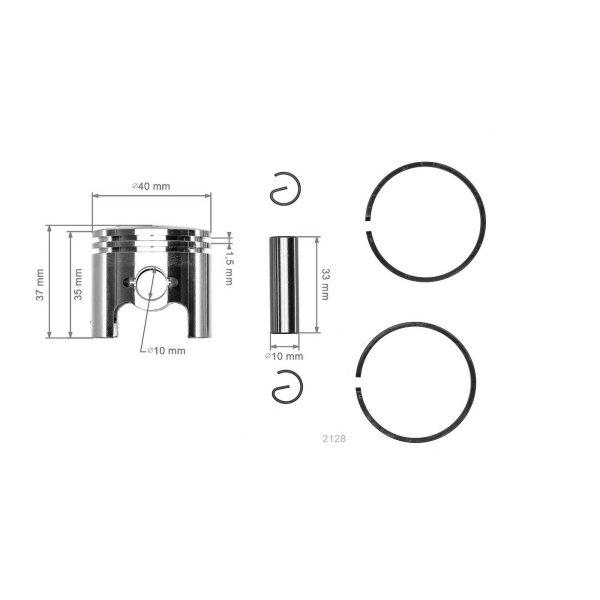 Kompletný piest pre krovinorezy Husqvarna 143R II 443RB 541RS 541RST 542RBS 143AE15 40 mm (OEM 505296901)